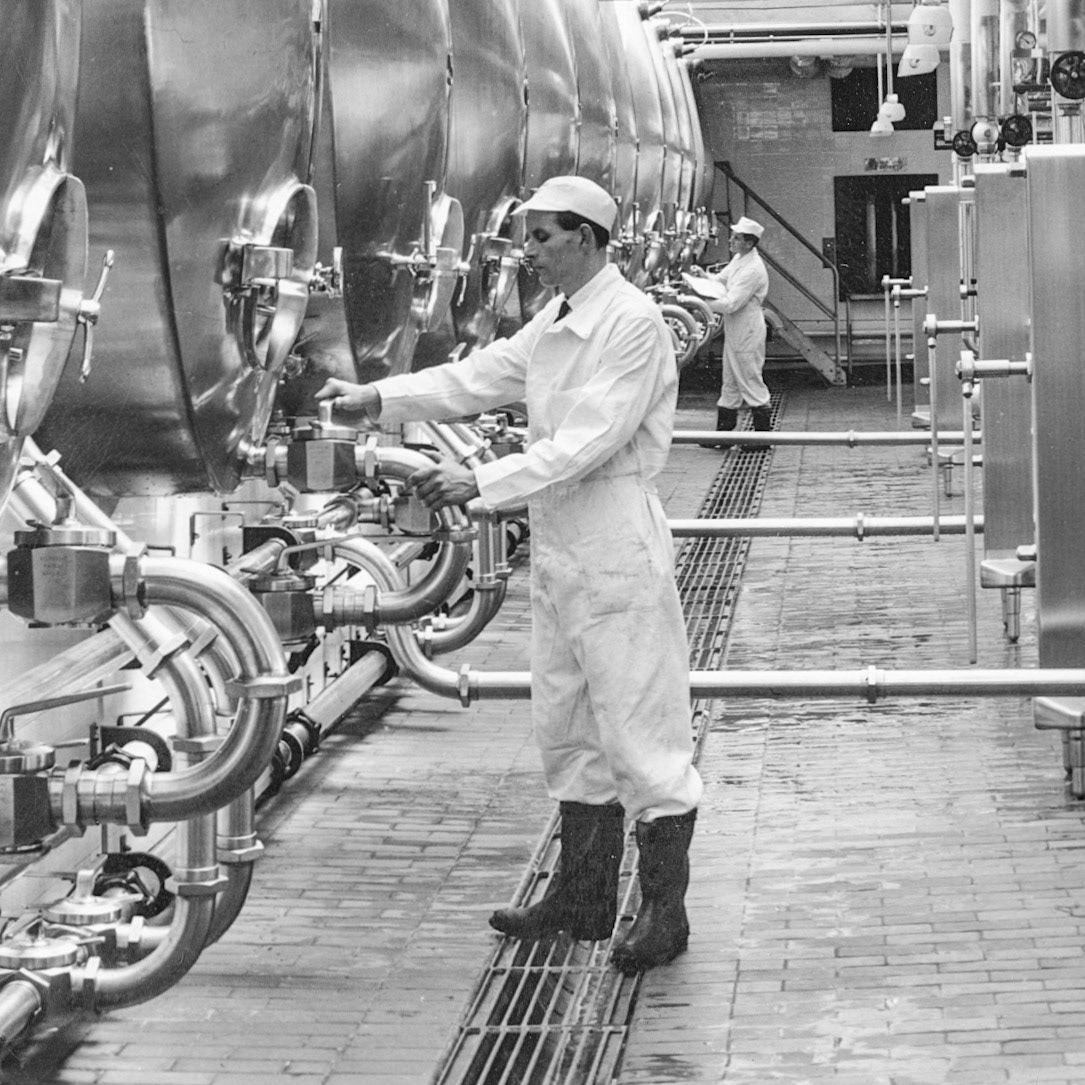 1957 South Morden-Duke of Edinburgh's visit on November 12-Inside back cover, this album was likely presented to the dairyhand shown here. (Courtesy Paul Luke)