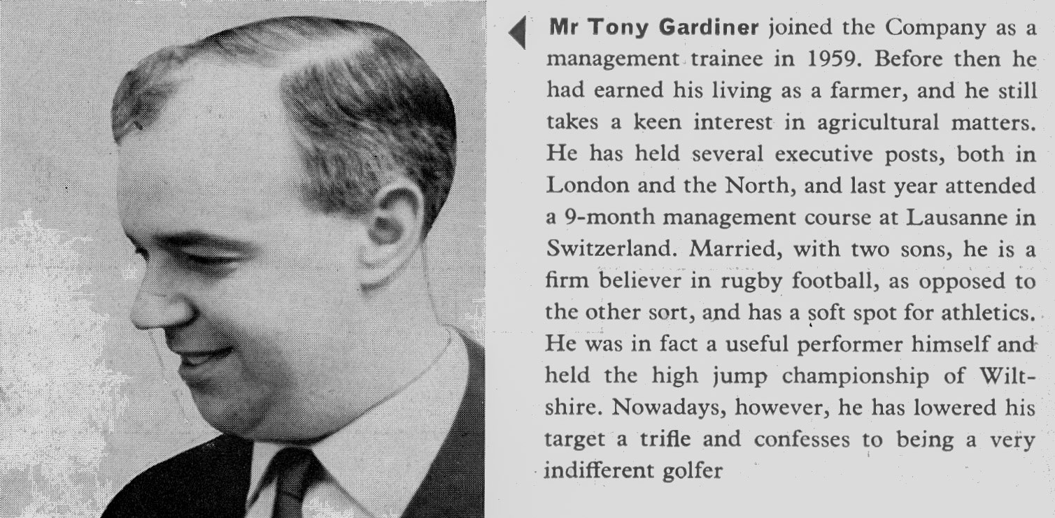 1966 Tony Gardiner biography on appointment as Director, Lancashire Area.  (Express News Summer 1966)