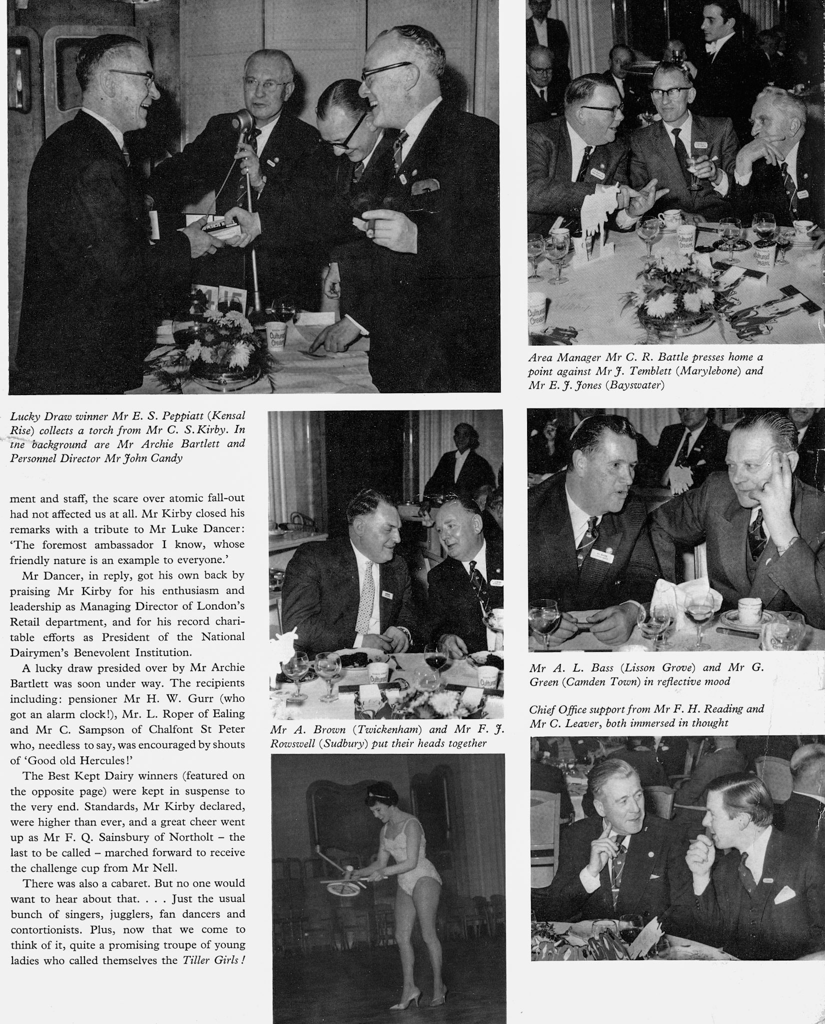1962 Retail Managers' dinner at the Trocadero, with all the 'trimmings'.  (Express News Spring)