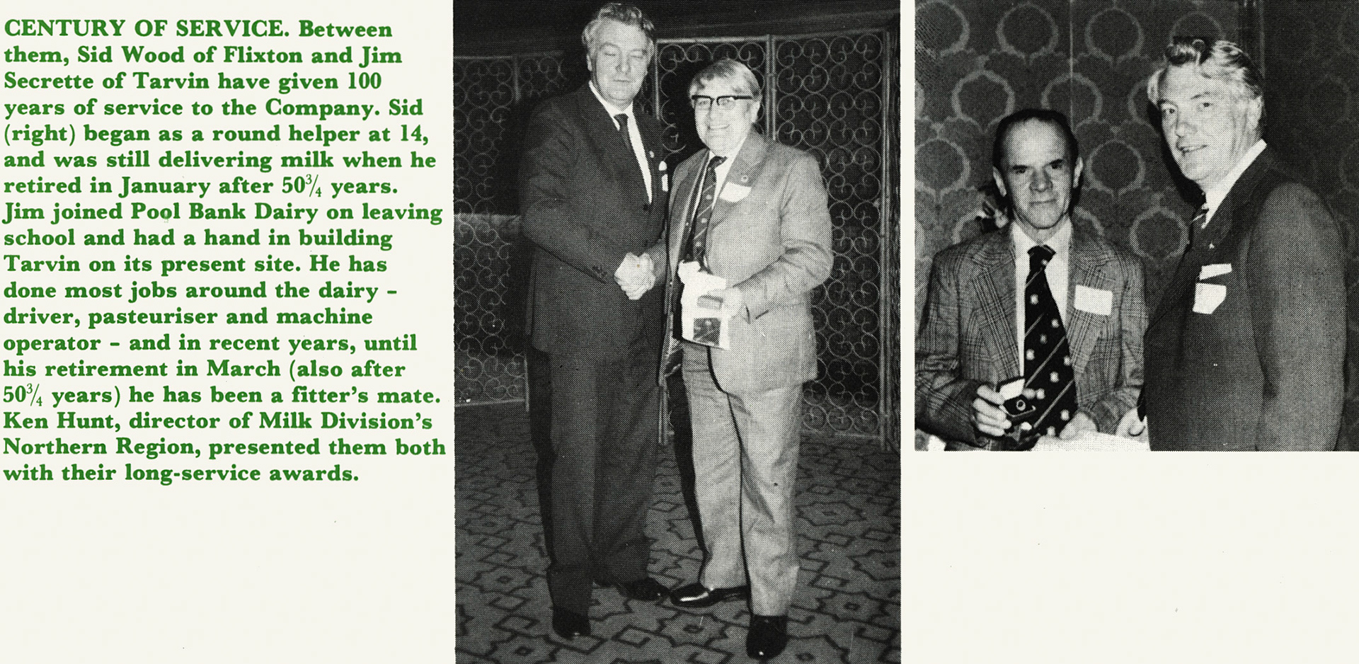 1981 Cheshire pair retire after 50+ years-Jim Secrette of Tarvin and Sid Wood of Flixton Depot.  (Express News July)