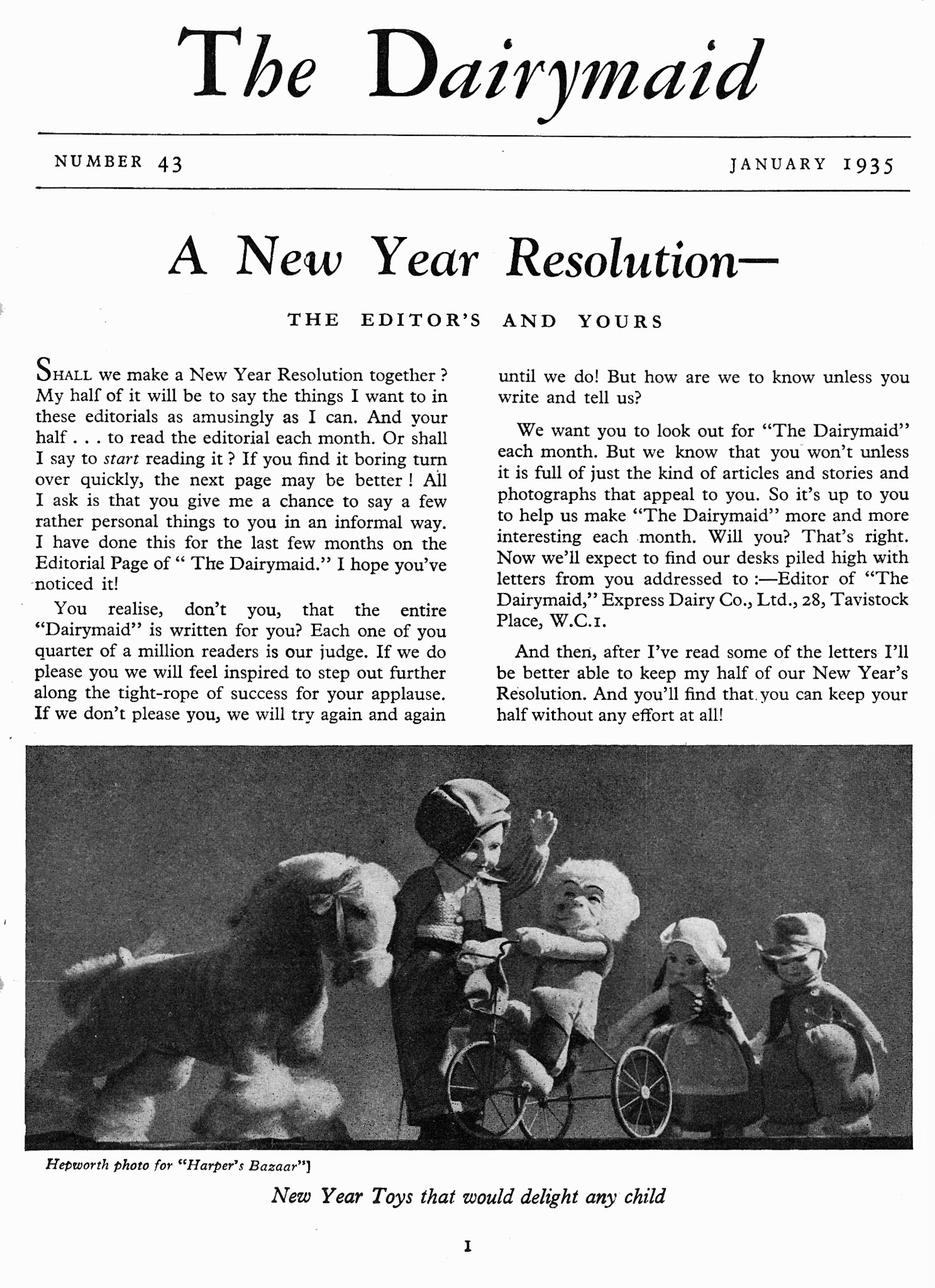 1935 January-Dairymaid Magazine 43 Page 1 (Express Dairy Tales Archive)
