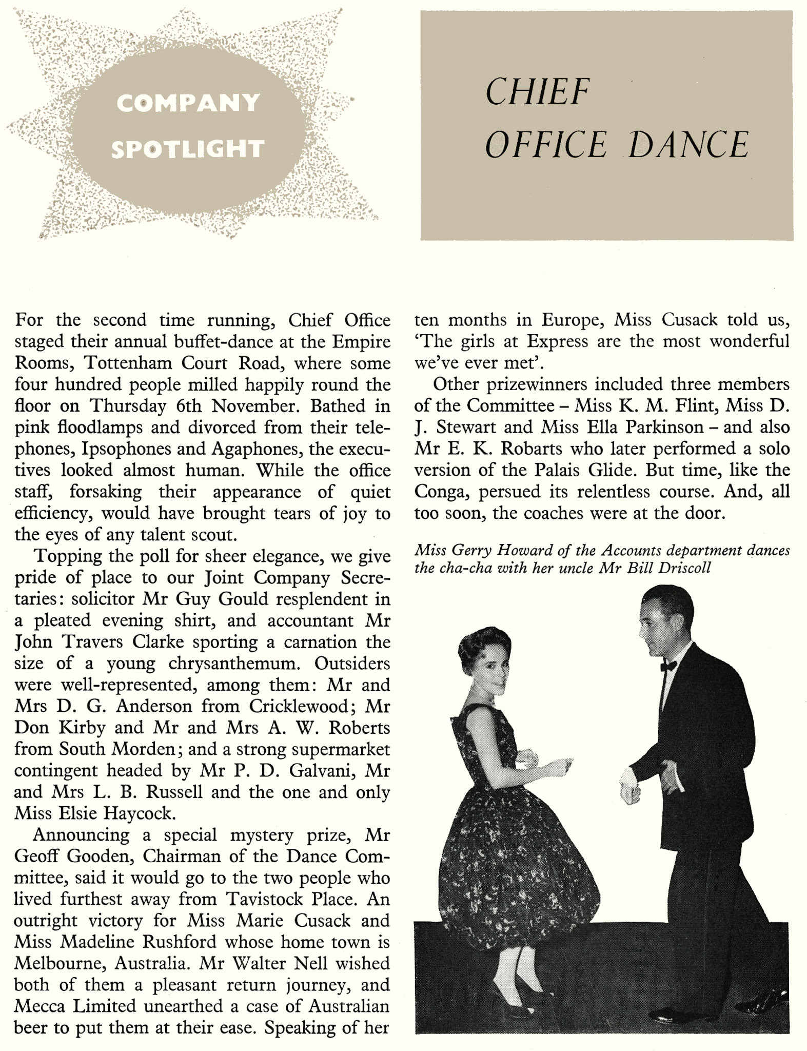 1958 Chief Office Dance. (Express News December)