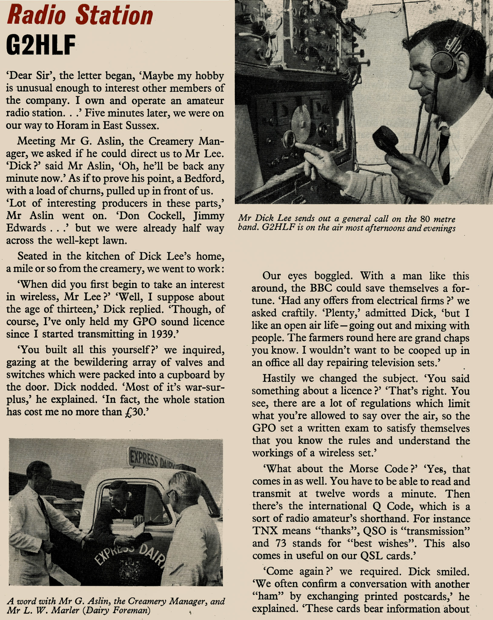 1956 Horam driver Dick Lee's hobby is wireless. (Express News July)