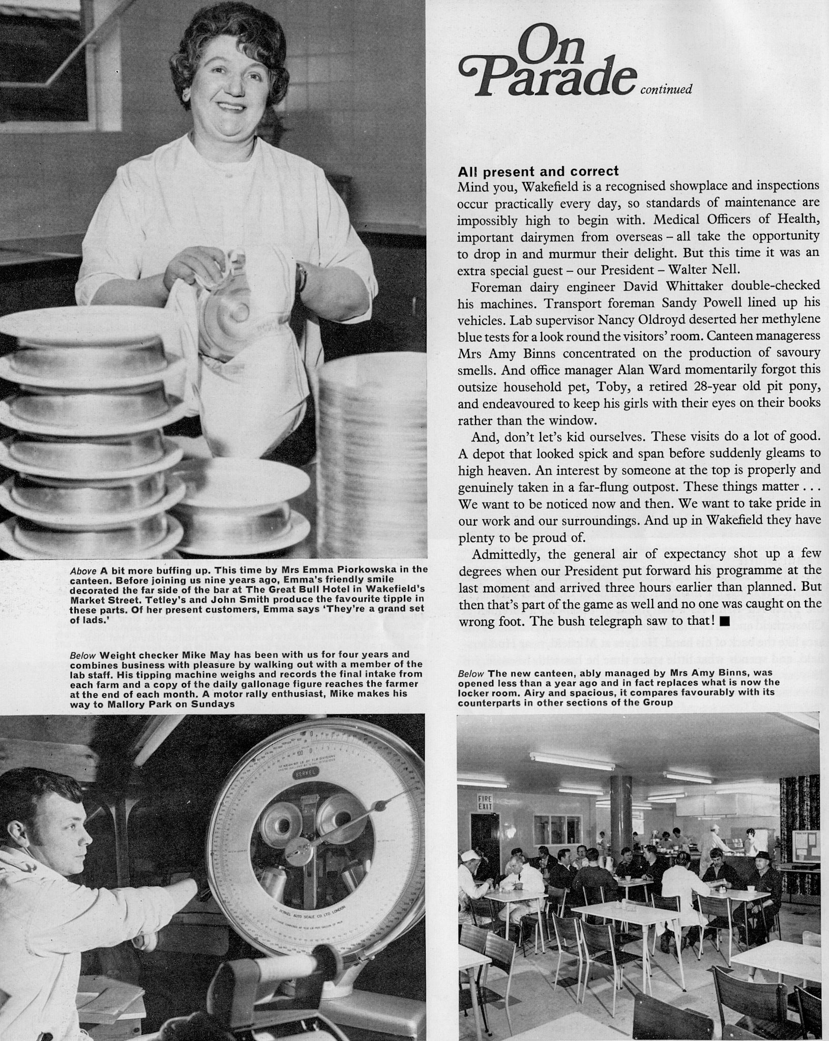 1968 Preparation for VIP visit to Wakefield Dairy