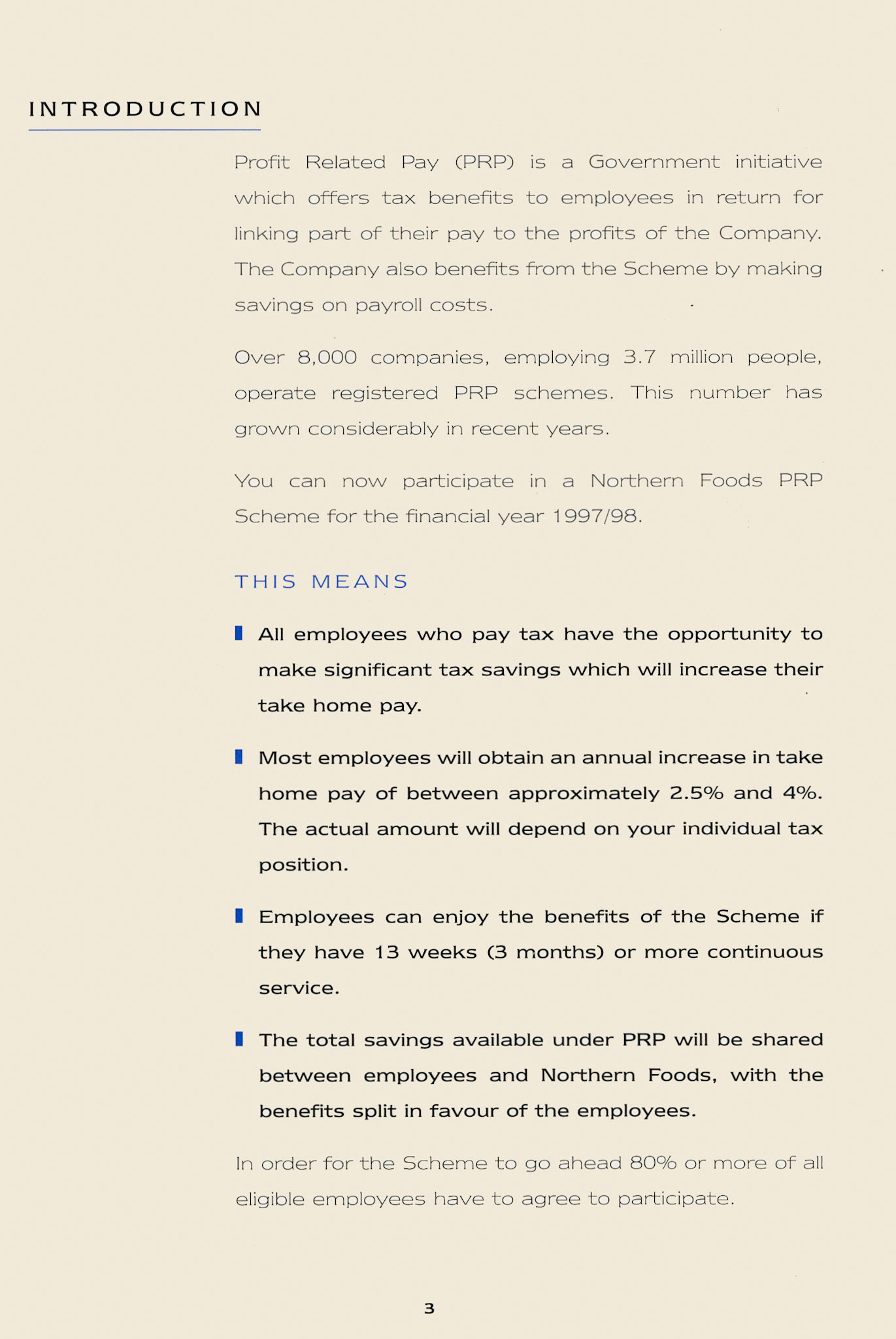 1997 Northern Foods booklet explaining the recently introduced PRP [Profit Related Pay] scheme. (Courtesy Michael Aldread)