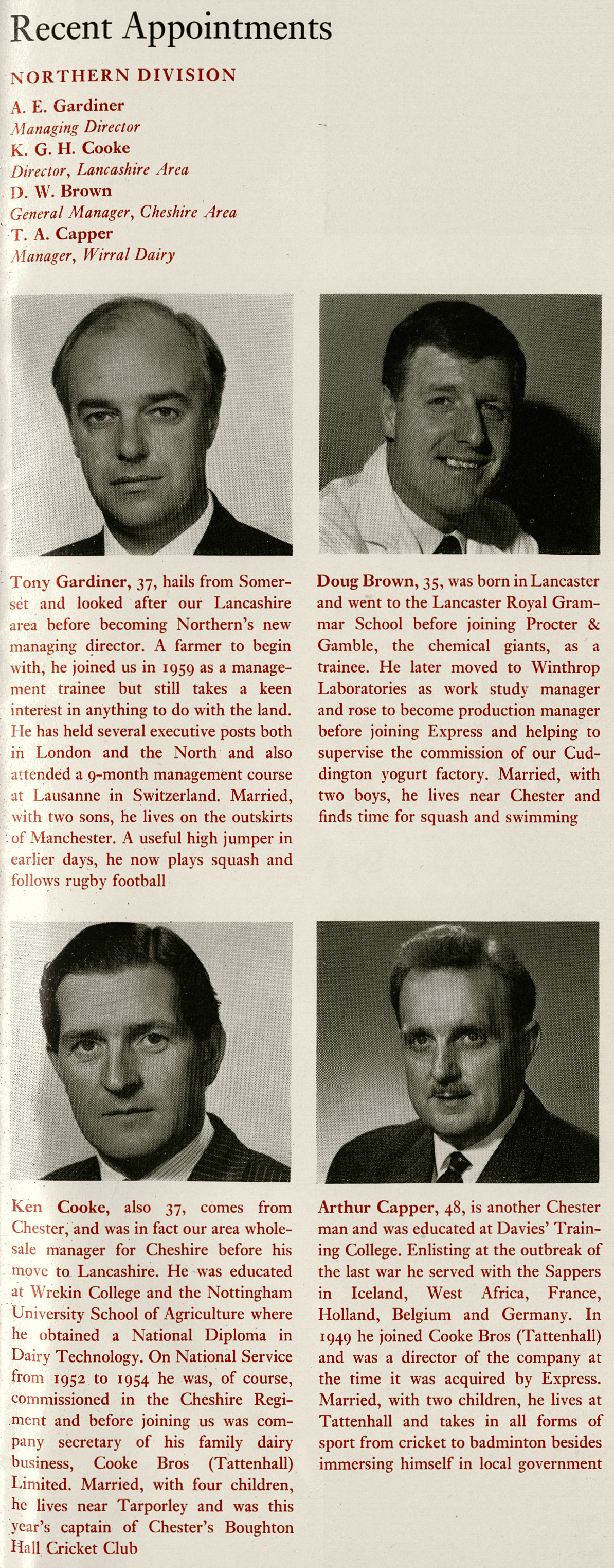 1968 Recent Appointments. (Express News Christmas)