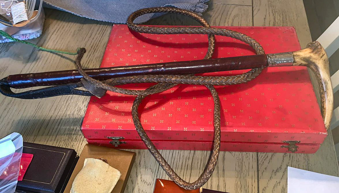 1961 Minsterley. Hunting Whip presented to John A Gurden (Nick Gurden's father) by Minsterly Creameries Welfare &amp; Social Club when he left to take over the Frome Plant as Manager. (Courtesy Nick Gurden)