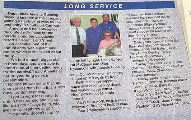 1991 - Long Service Memories 30 Years - from Paul Batchelor (Vehicle Maintenance)