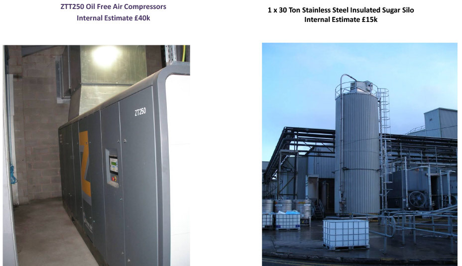 2012 Minsterley: Site Service and Storage Equipment-Oil free compressors and sugar silo.  (Greencore Asset Sale on purchase by Muller, Courtesy Paul Bloor)