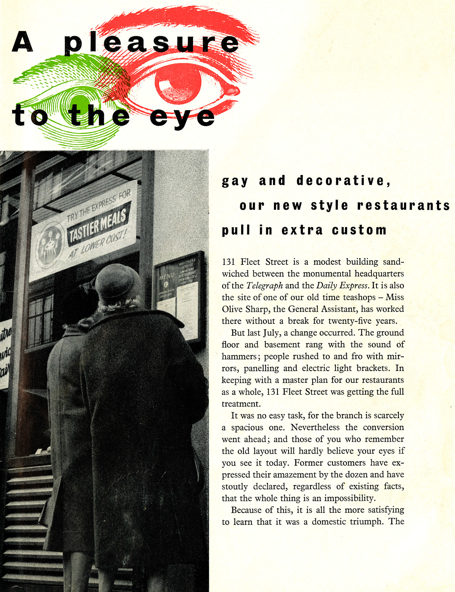 1960 New style Fleet Street restaurant