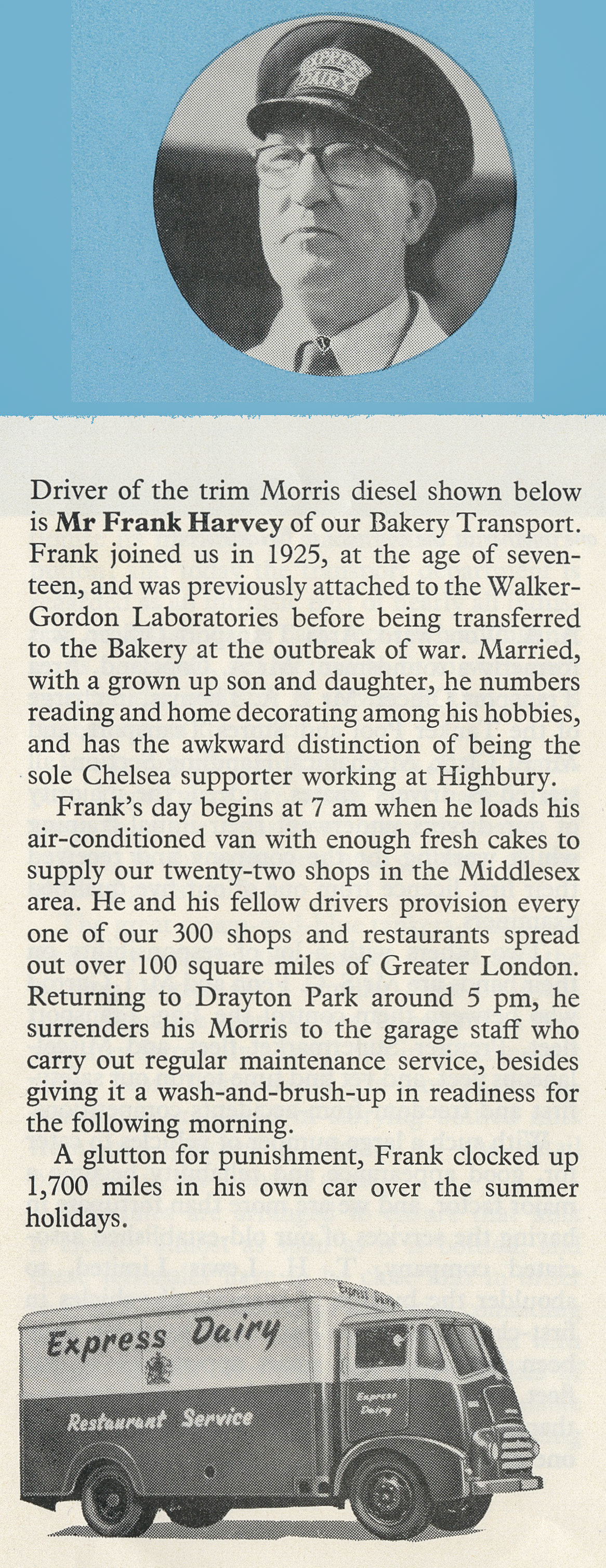 1956 Frank Harvey from Bakery Transport. ('Keeping the wheels turning' feature from Express News December)