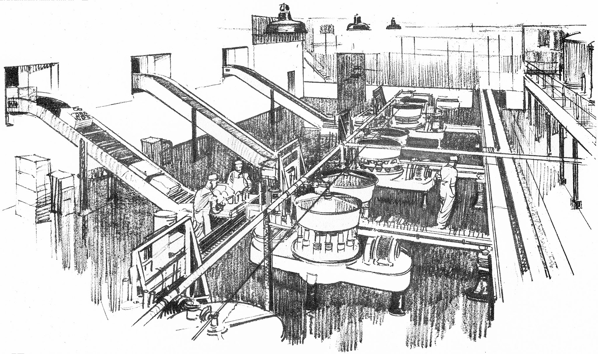 1930 Cricklewood Opening Brochure Illustration-Bottle Filling Hall