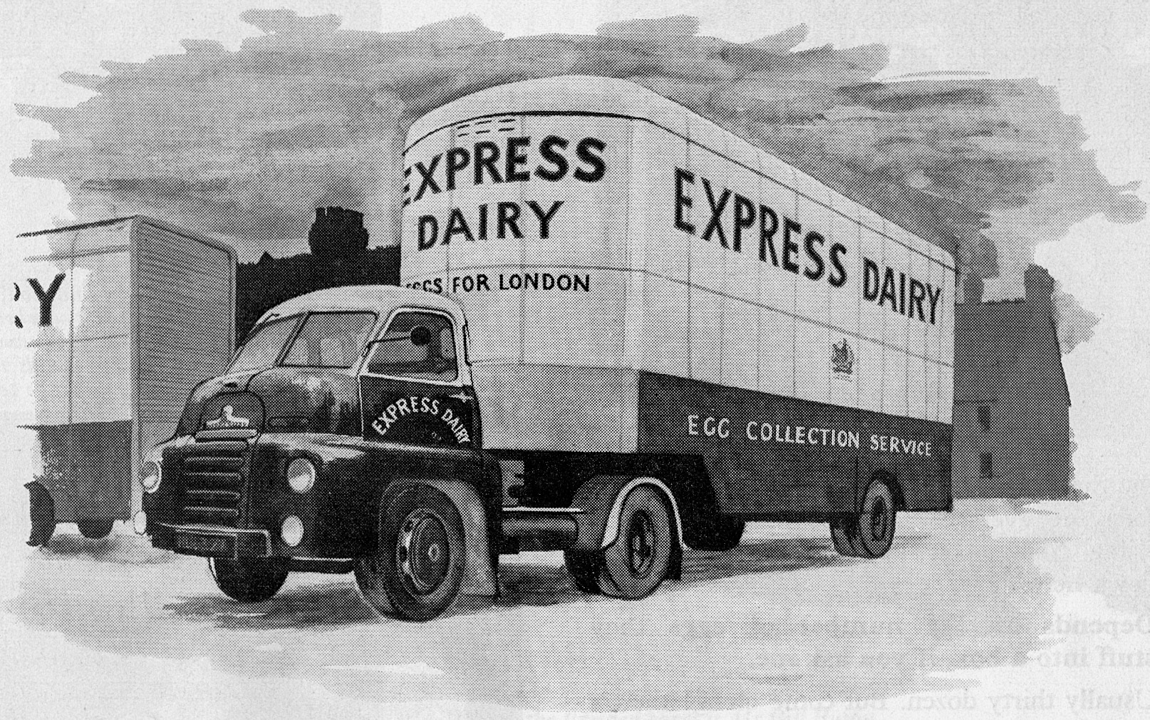 1957 Pen &amp; ink drawing at Seaton Junction egg packing station