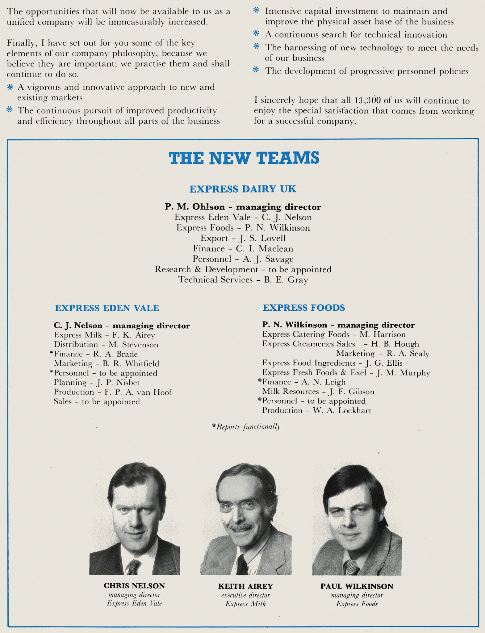 1981 Tony Good announces details of organisational changes. (Express News December)