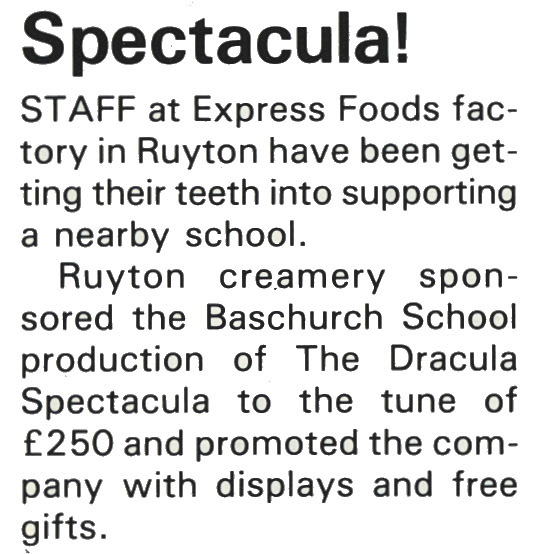 1989 Ruyton sponsor Baschurch School production