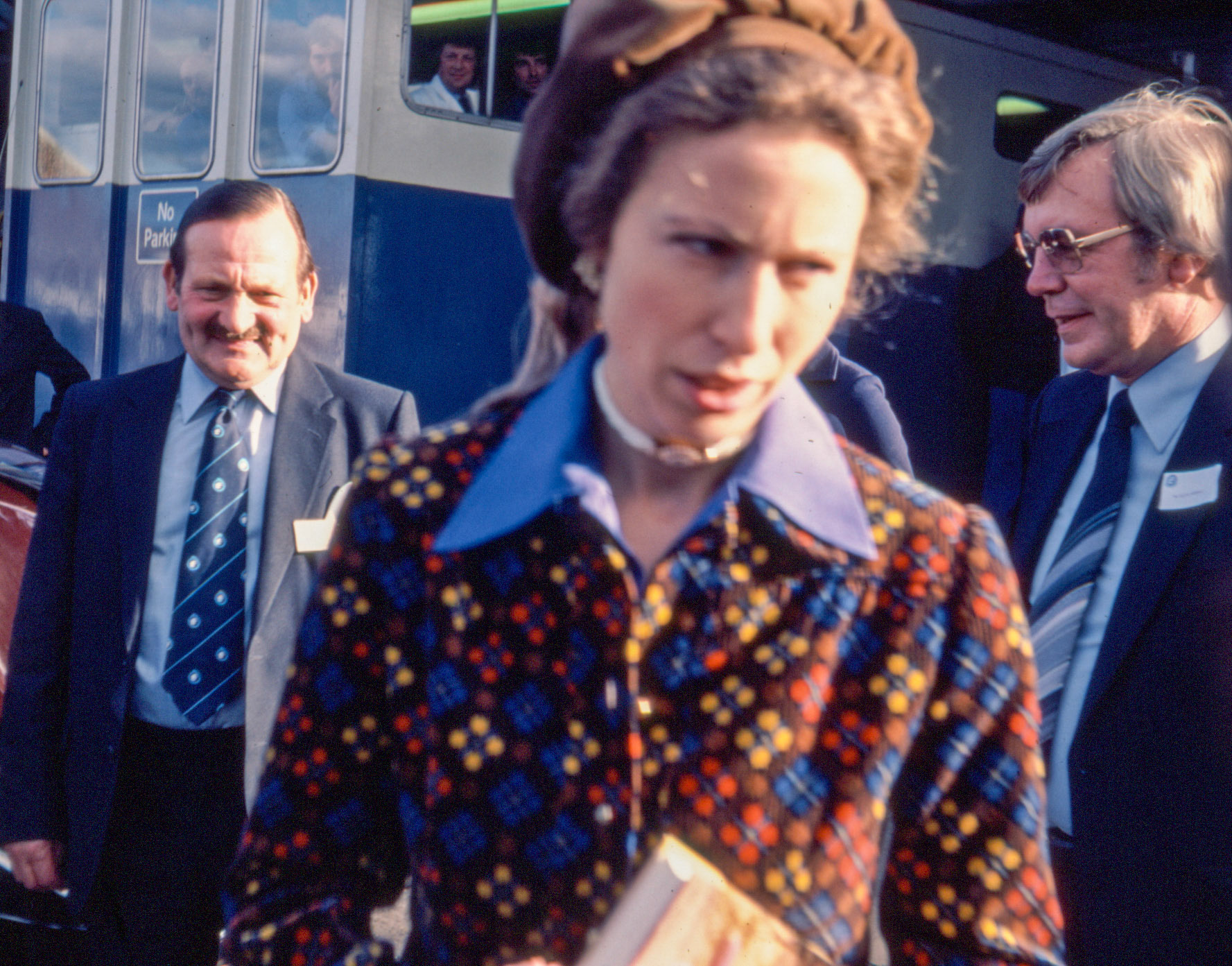 1980 South Morden, Princess Anne visit, with Jim Hodges and Keith Farrell behind. (Express Dairy Tales collection)