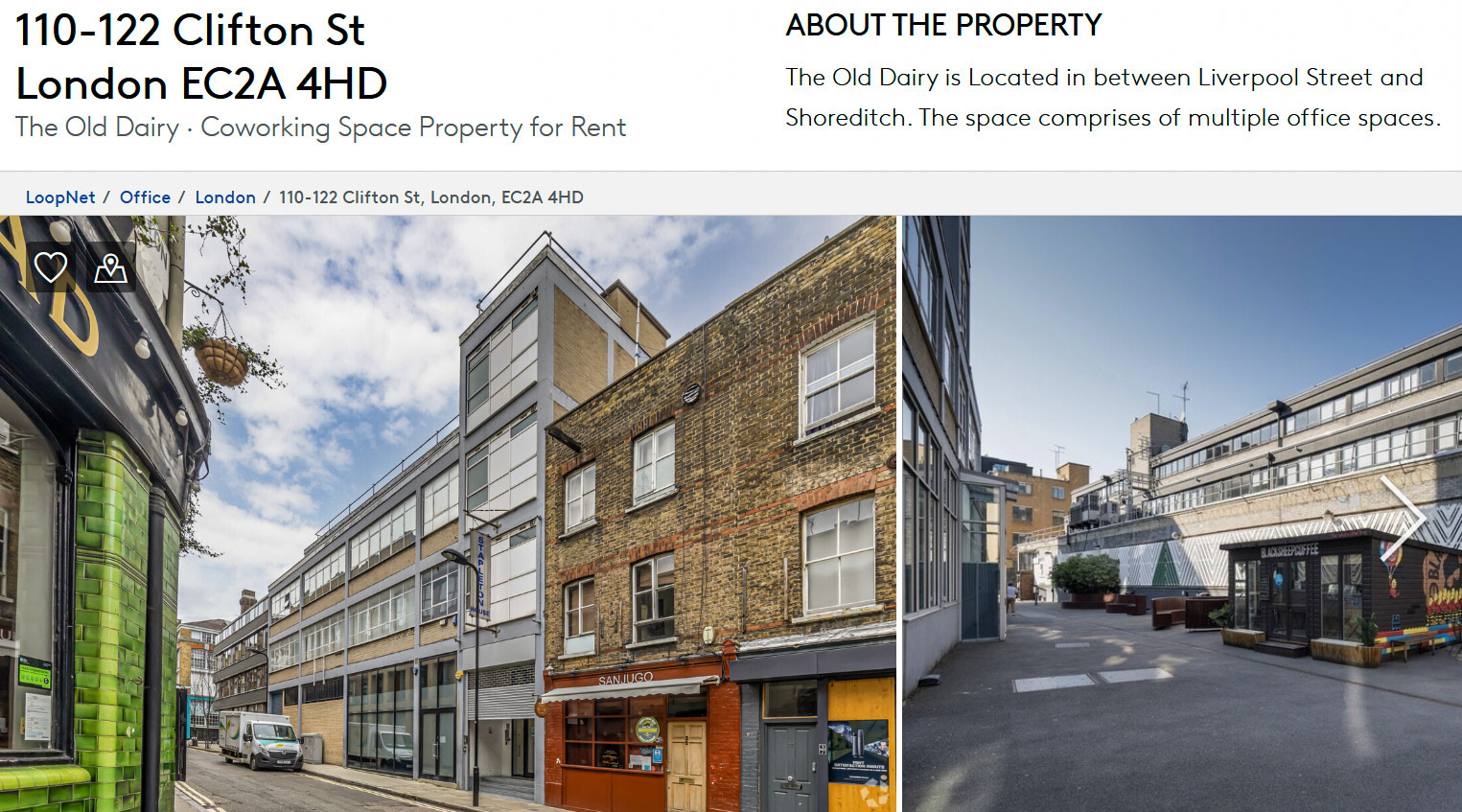 2025 Bishopsgate Depot now listed as coworking office space (Courtesy loopnet.co.uk)