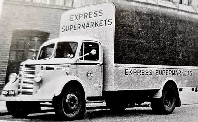 1950's Express Supermarkets delivery truck ?GF 764, Co: 1377. (Courtesy Richard Gaylard)