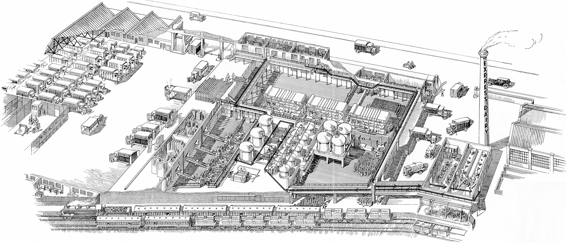 1930 Cricklewood Opening Brochure Illustration-Plant Layout