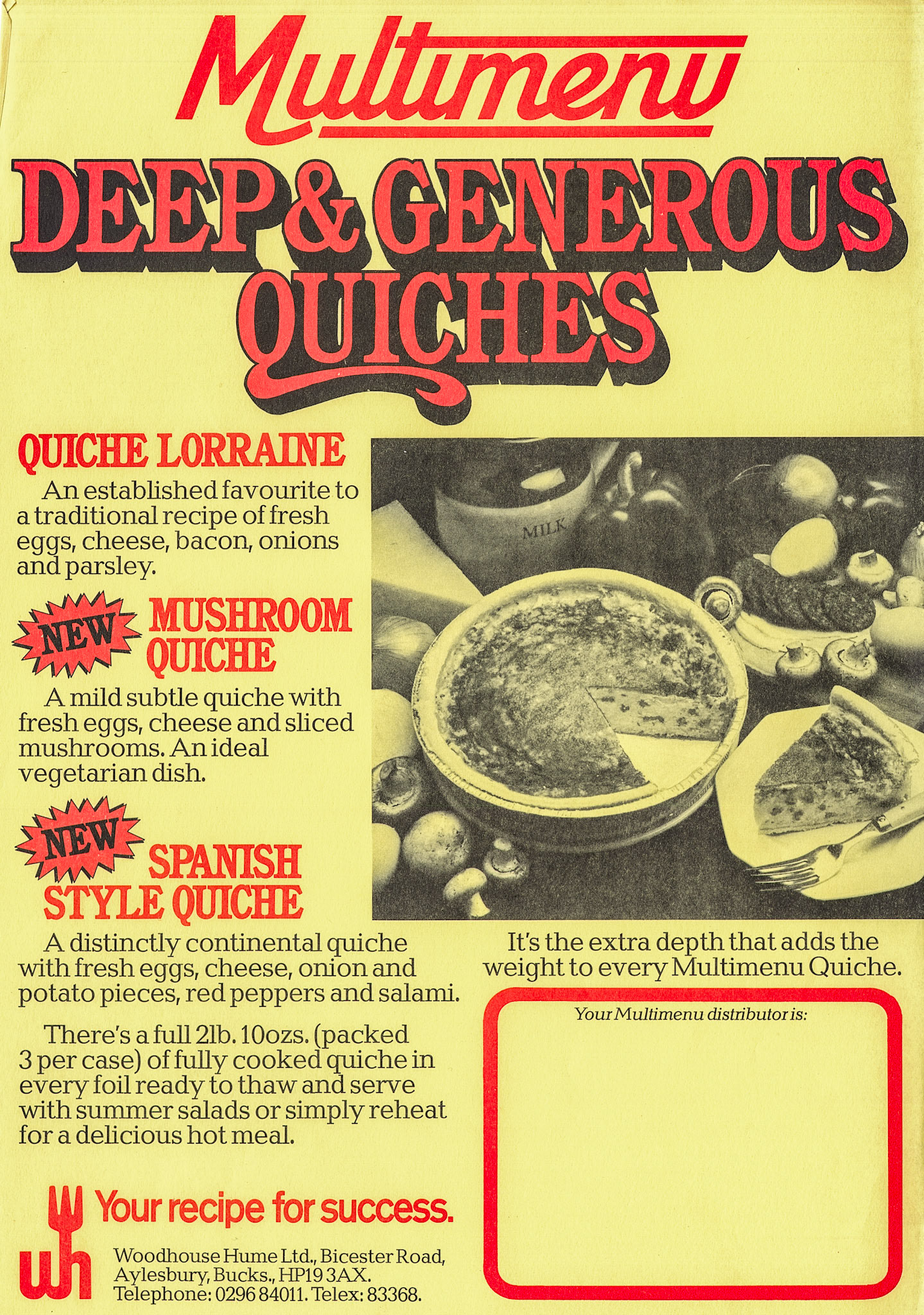 1982 Woodhouse Hume 'Multimenu' brochure, showing product range. (Courtesy John South well)