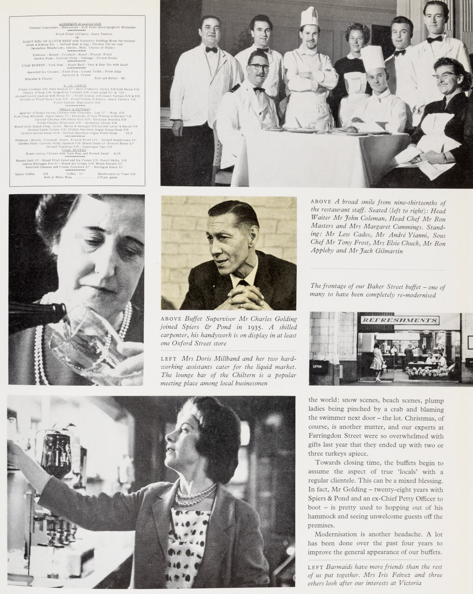 1962 Spiers &amp; Pond feature article-describing the operation of the Chiltern Restaurant, off Baker Street, London. (Express News Autumn)