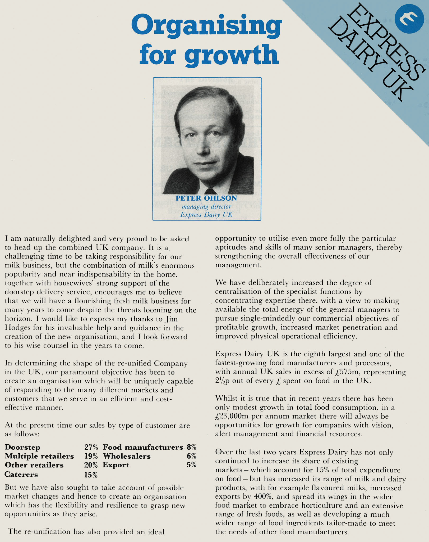 1981 Tony Good announces details of organisational changes. (Express News December)