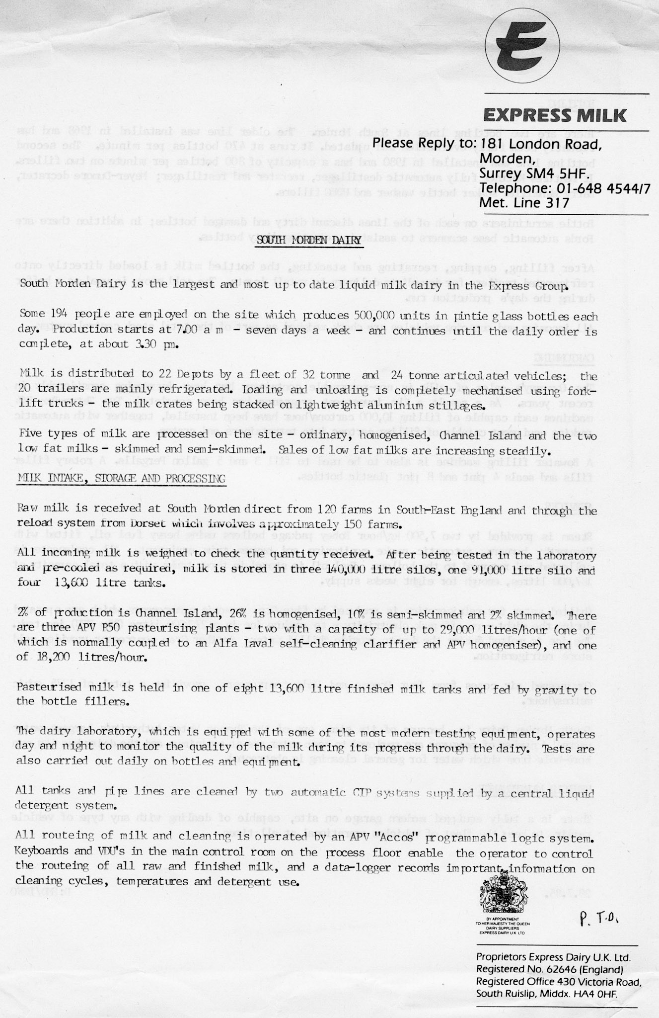 1985 South Morden Dairy description