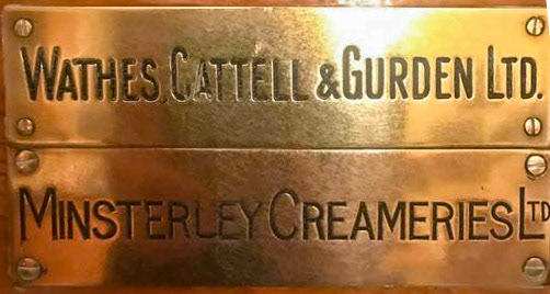 Minsterley. Jackie Gurden comments "An original door plaque from the creameries" (Courtesy Jackie Gurden, Pontesbury past and present FB Group)