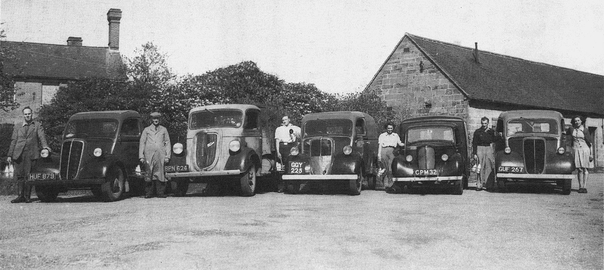 1950's "Delivery Fleet, Woodgate Farm. Jimmy on the left". (Illustration from Sixty Years in Dairying-Molly Sale)