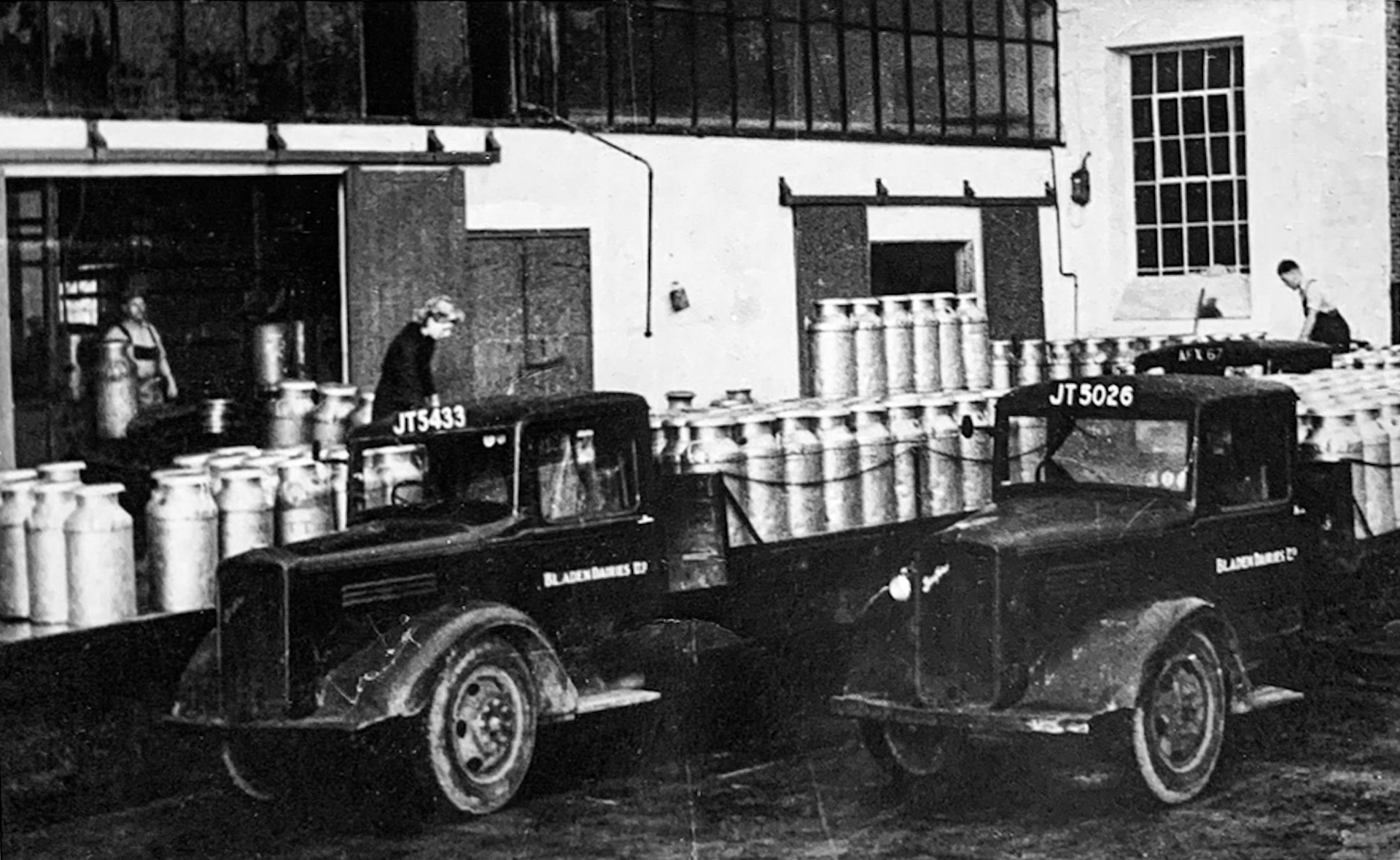 1943 Bladen Dairies, Milborne St Andrew, Manager Mr McTurk on the right. (Courtesy Pete Jackson)