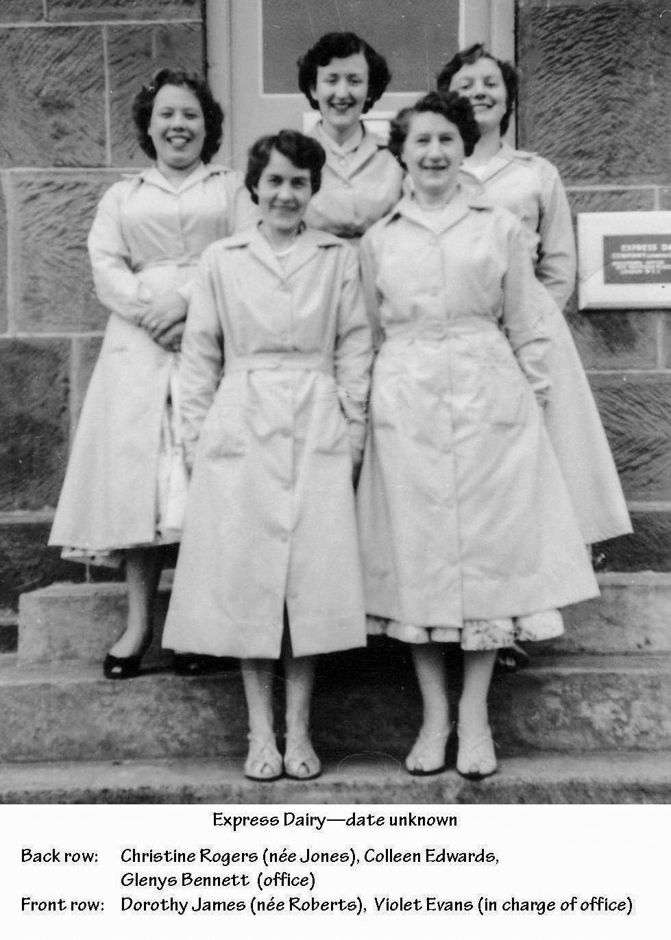 1957? Ruyton Office staff working then for Express. (Courtesy Margaret Lycett and Dorothy James, Ruyton Revisited FB Group)