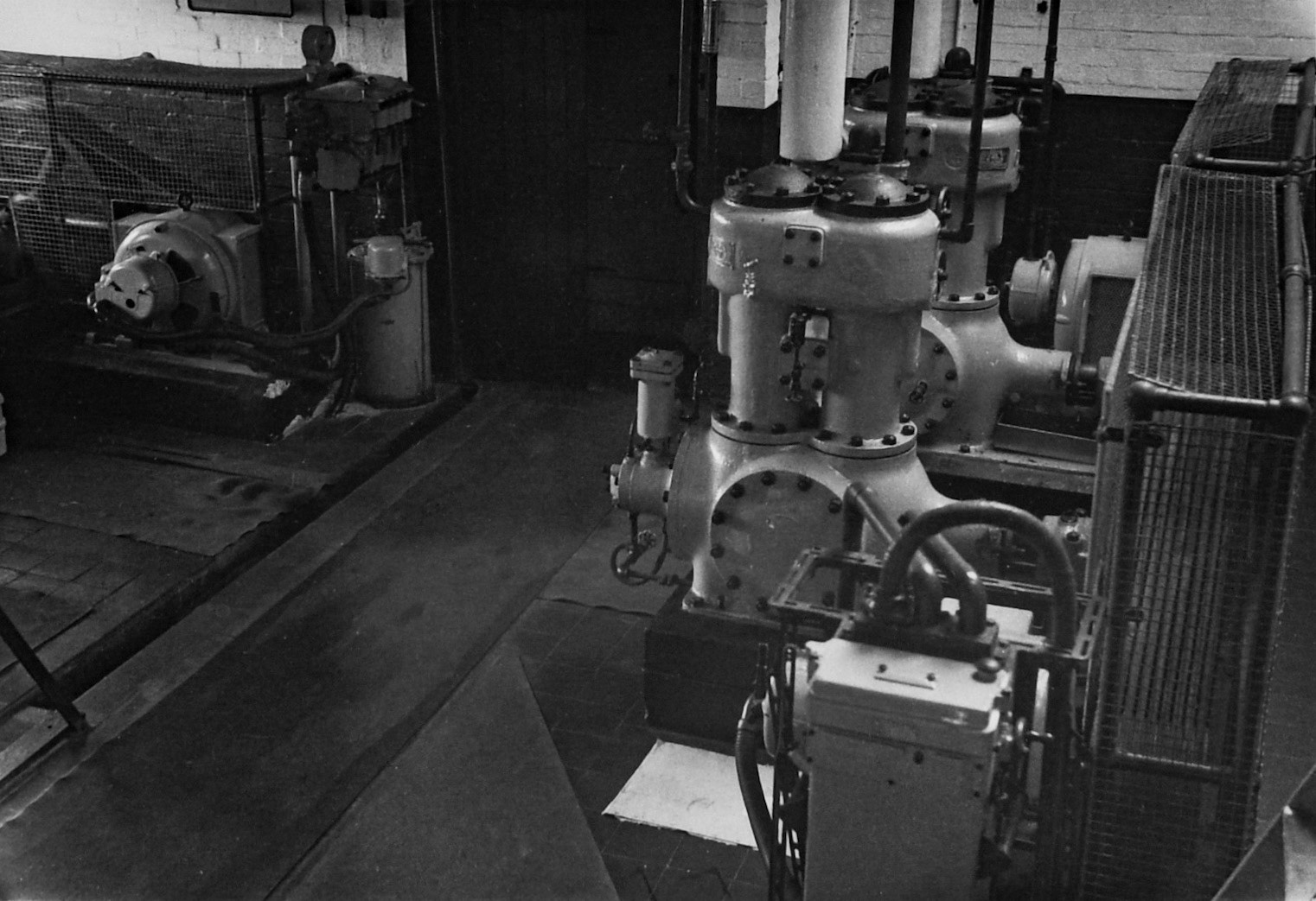 1950's Rowsley Dairy compressor room. (Courtesy Derbyshire Record Office, donated in March 1985; they had previously belonged to the donor's father, who was an electrical engineer with the dairy.)