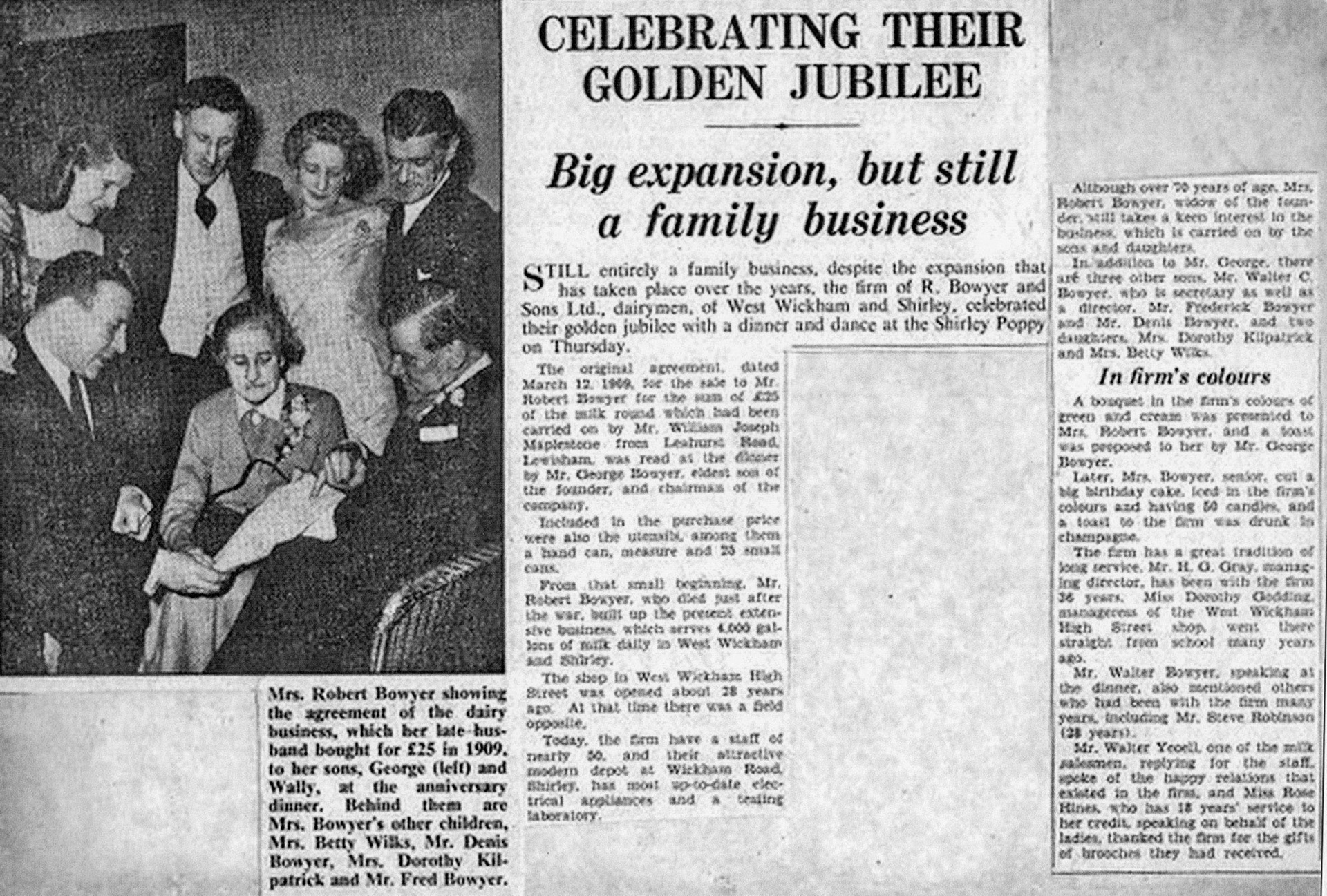 1959 Bowyer's 50 year celebration (Courtesy Hilary McCluskey/Bowyer)
