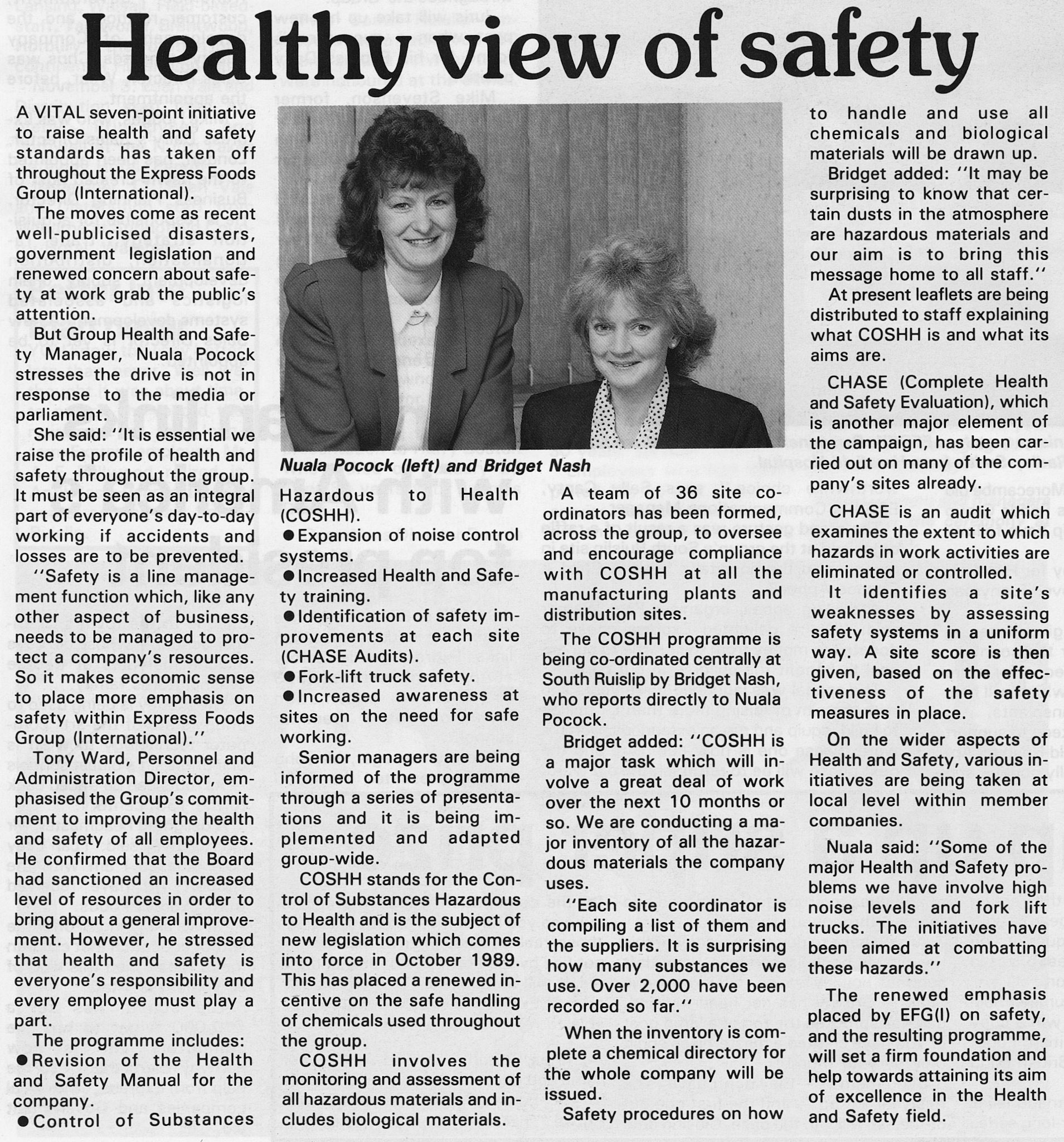 1989 Health and Safety Team at Head Office