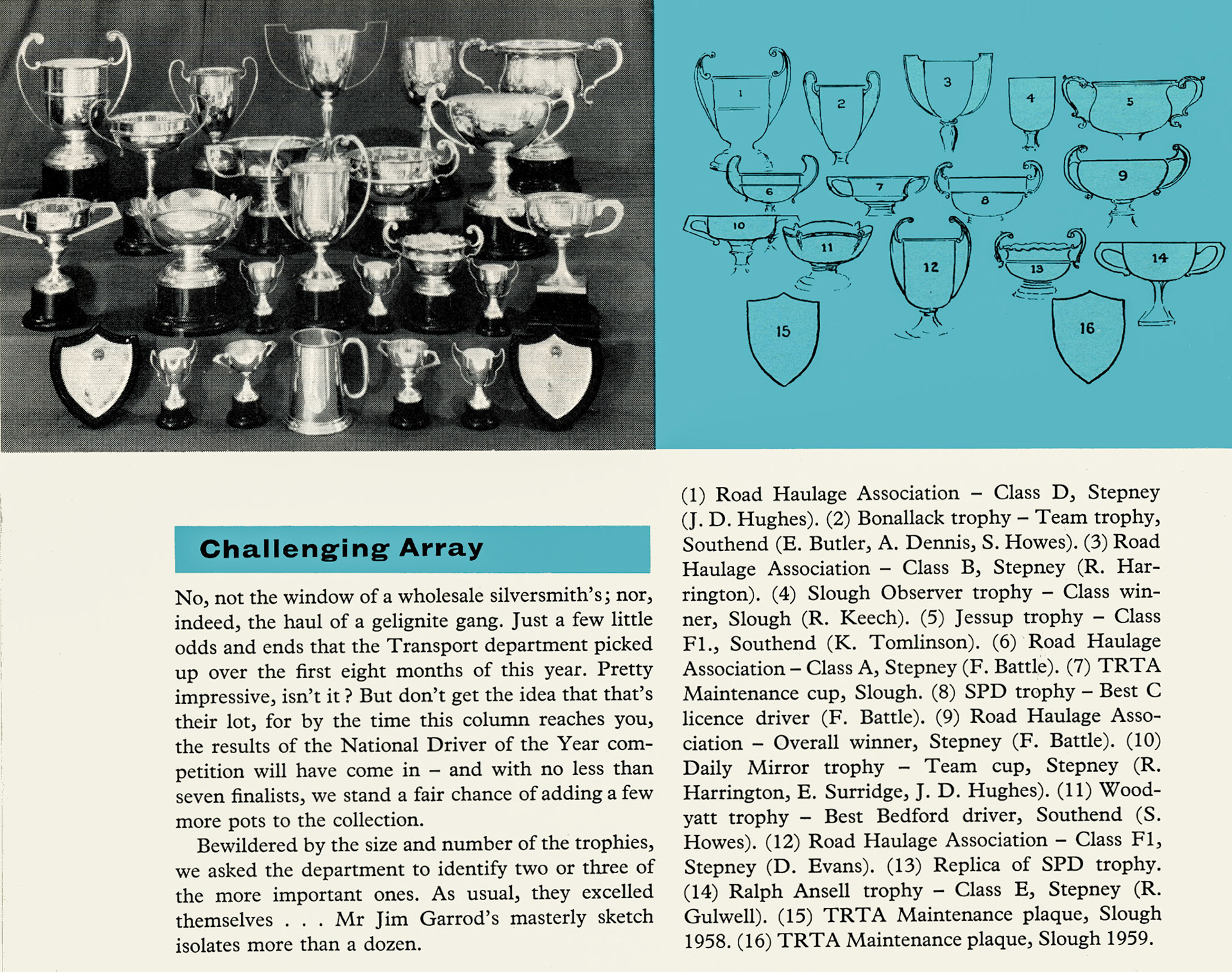 1960 Trophy winners amongst Express drivers. (Express News Autumn)