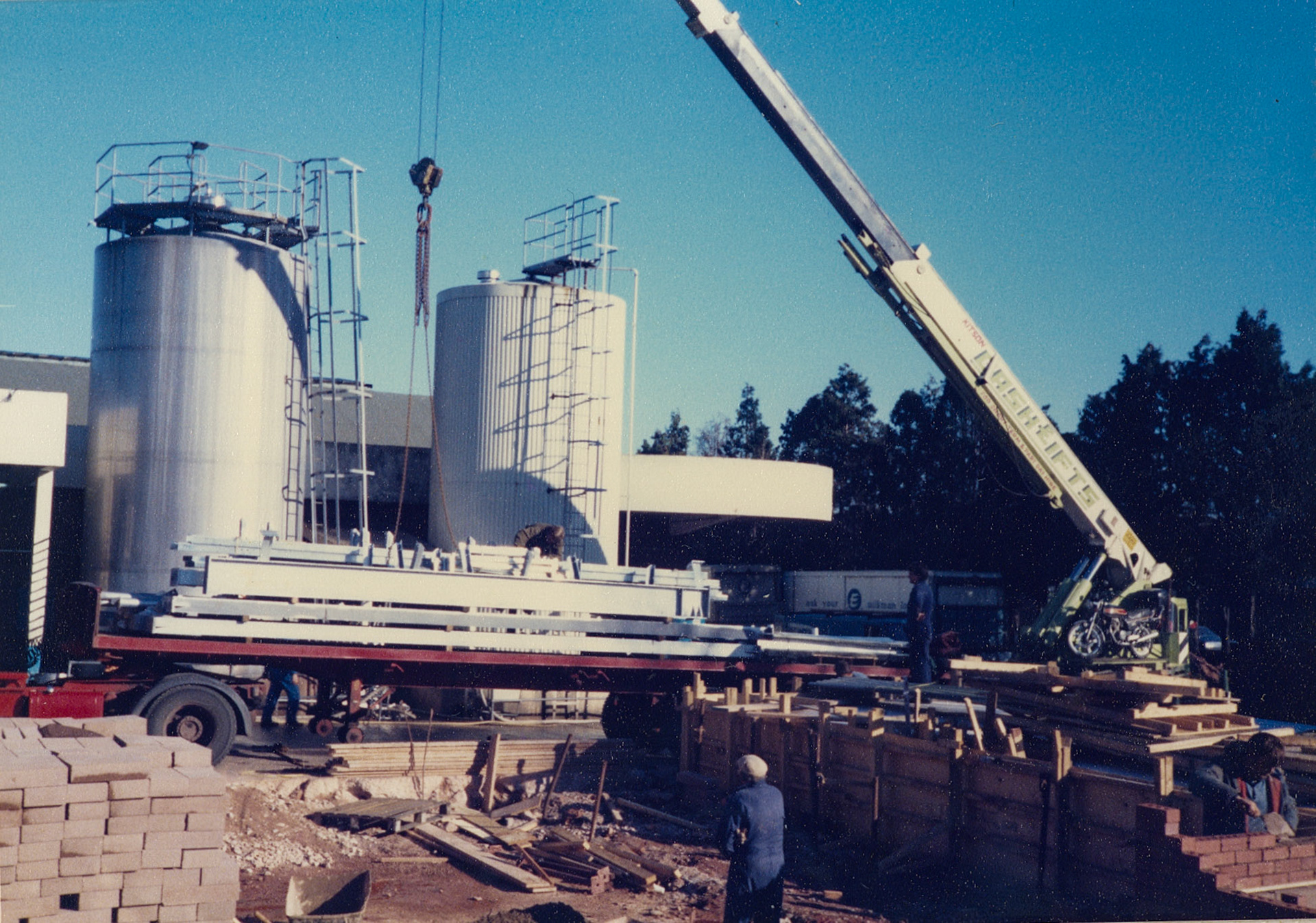 1980s Exeter Processing-silo and milk reception construction. (Pictures by Syd Johnston, presented by his son Ian via Teresa Heal)