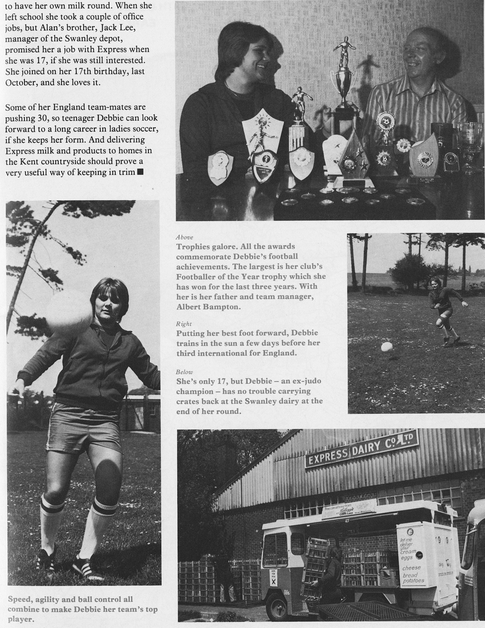1979 Debbie Bampton - England soccer player delivers milk out of Swanley Depot, Kent