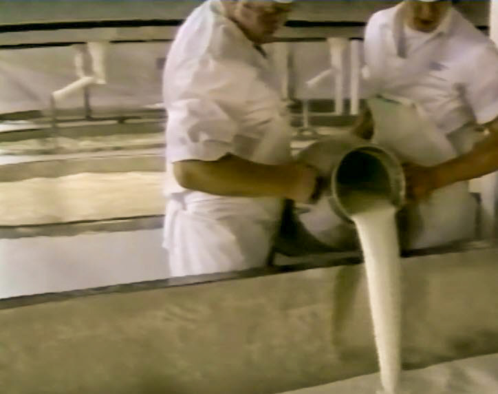 1989 Reece's Creamery-Cheshire Cheese Production-Starter being added to milk in the cheese vat