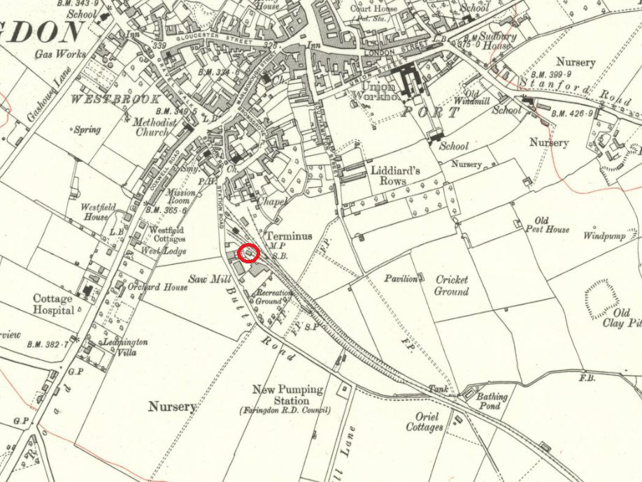 1960's? Large scale map of location of Faringdon Creamery (Courtesy Matthew Pinto)