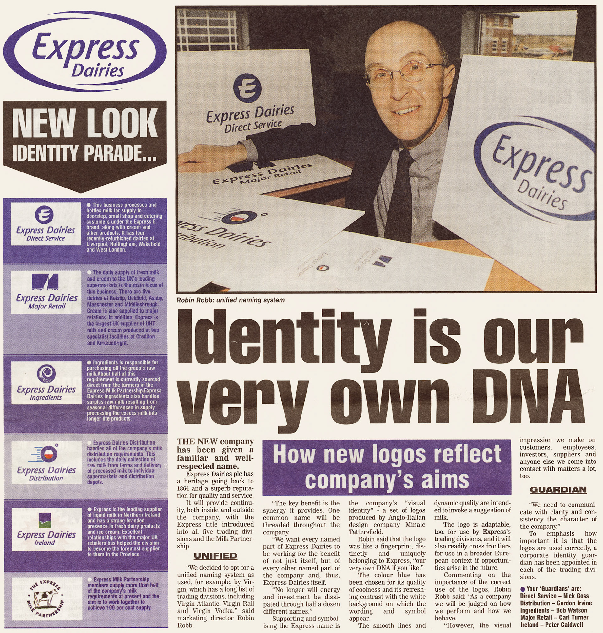 1998 New Express Logos for the launch of the 'new' Company (March Express News, courtesy Michael Aldread)