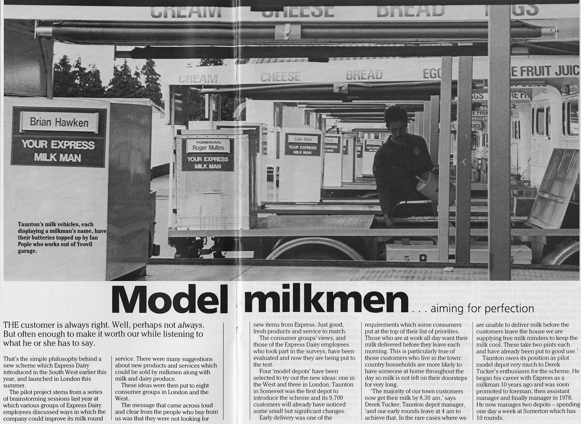 1986 Taunton Depot's vehicles being topped up by Ian Pople from Yeovil garage