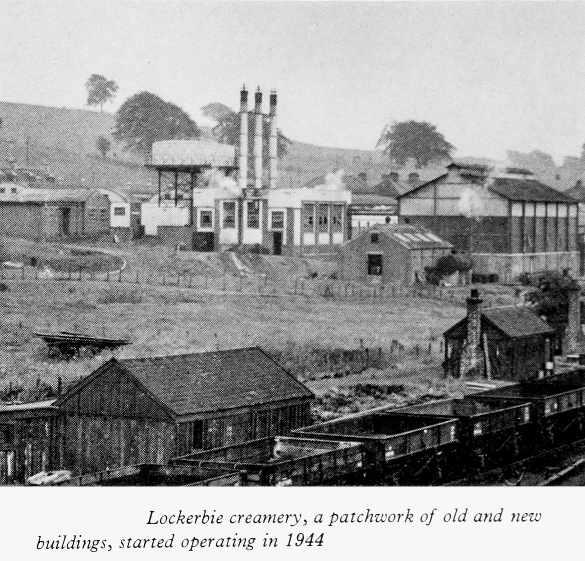 1961 Lockerbie Creamery, which started operations in 1944, with rail siding nearby. (Express News Autumn)