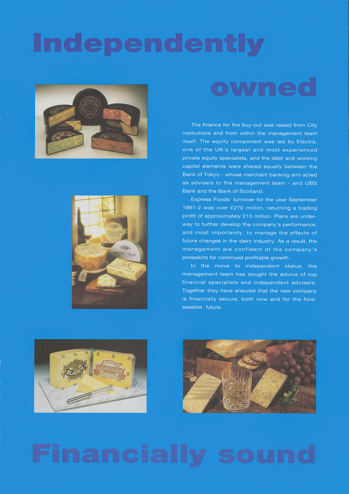 1992 Brochure explaining the Express Foods management buyout from Grand Metropolitan, led by MD Roger Davenport. (Courtesy Paul Luke)