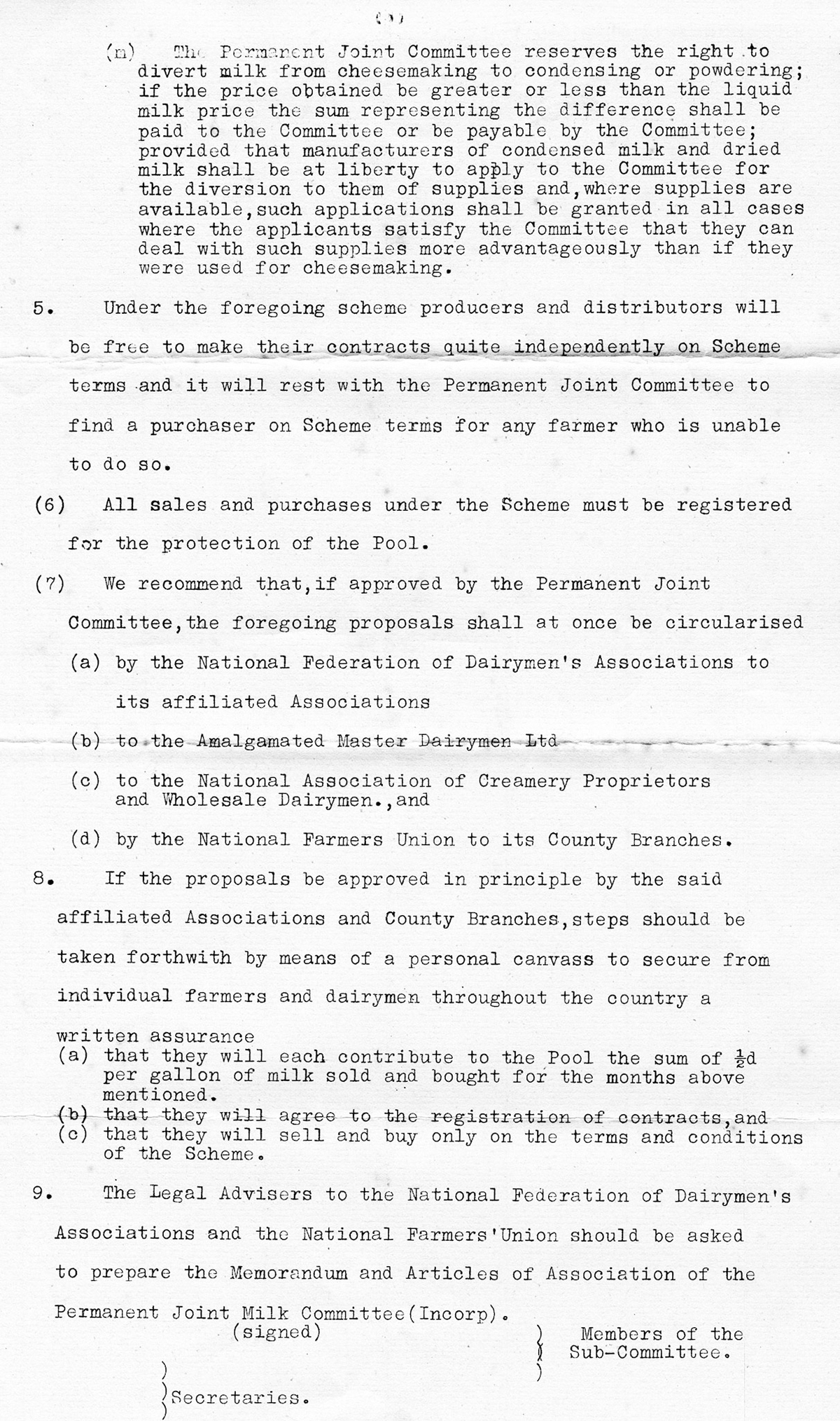 1929 Ruyton Co-operative Dairies-Permanent Joint Milk Committee, second draft report.