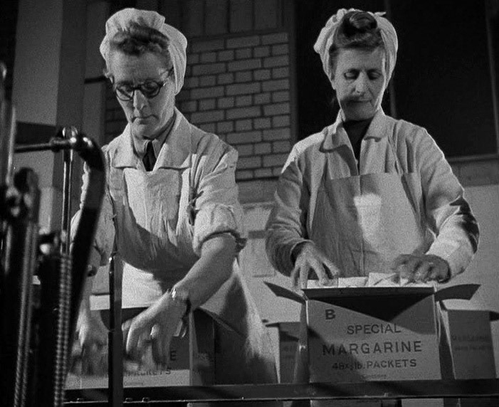 1940's Tower Creameries, later Mitcham Foods, part of Express. Packing. (Courtesy British Instructional Films, British Pathé)