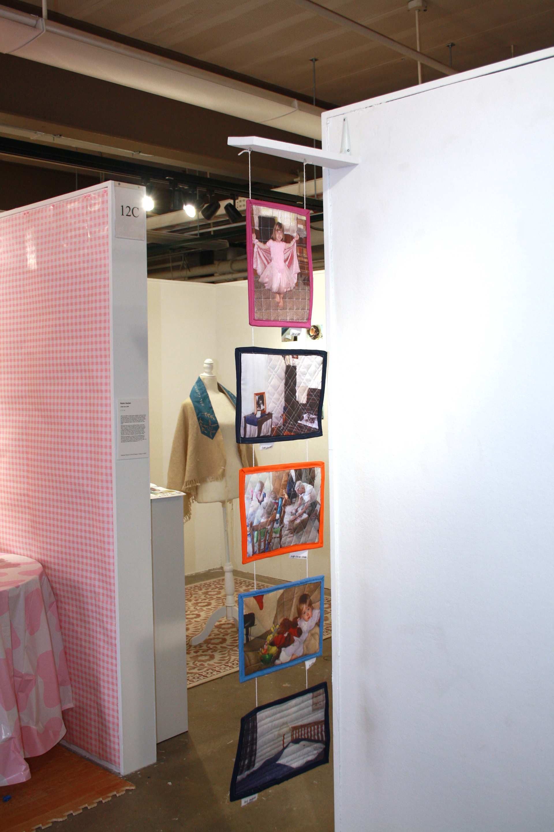 Various sizes, UV printed fabric with scrap fabric made into miniature quilts