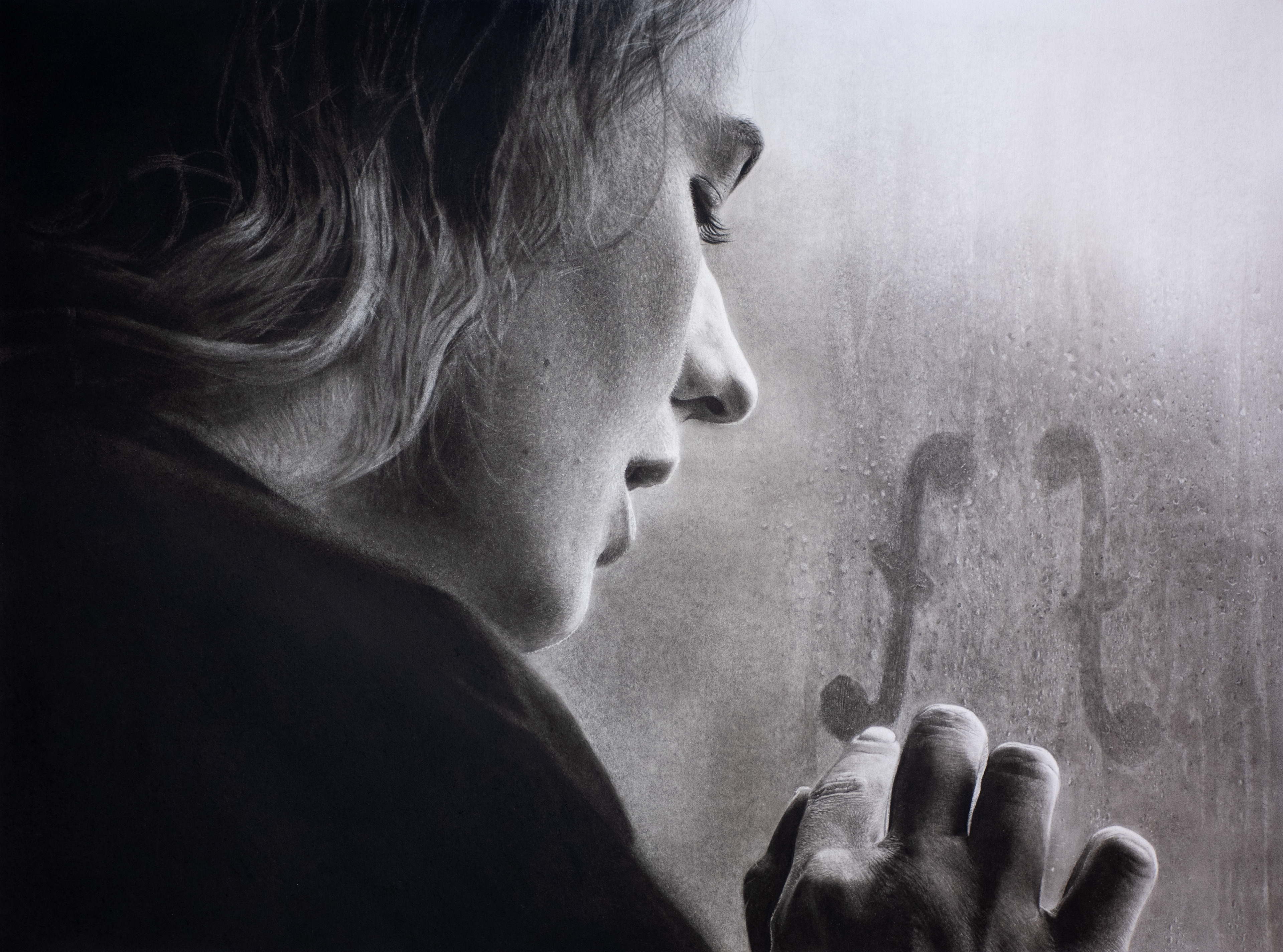 La Buée / The Steam, 2022 graphite, fusain, pierre noire sur papier 30 x 40 cm