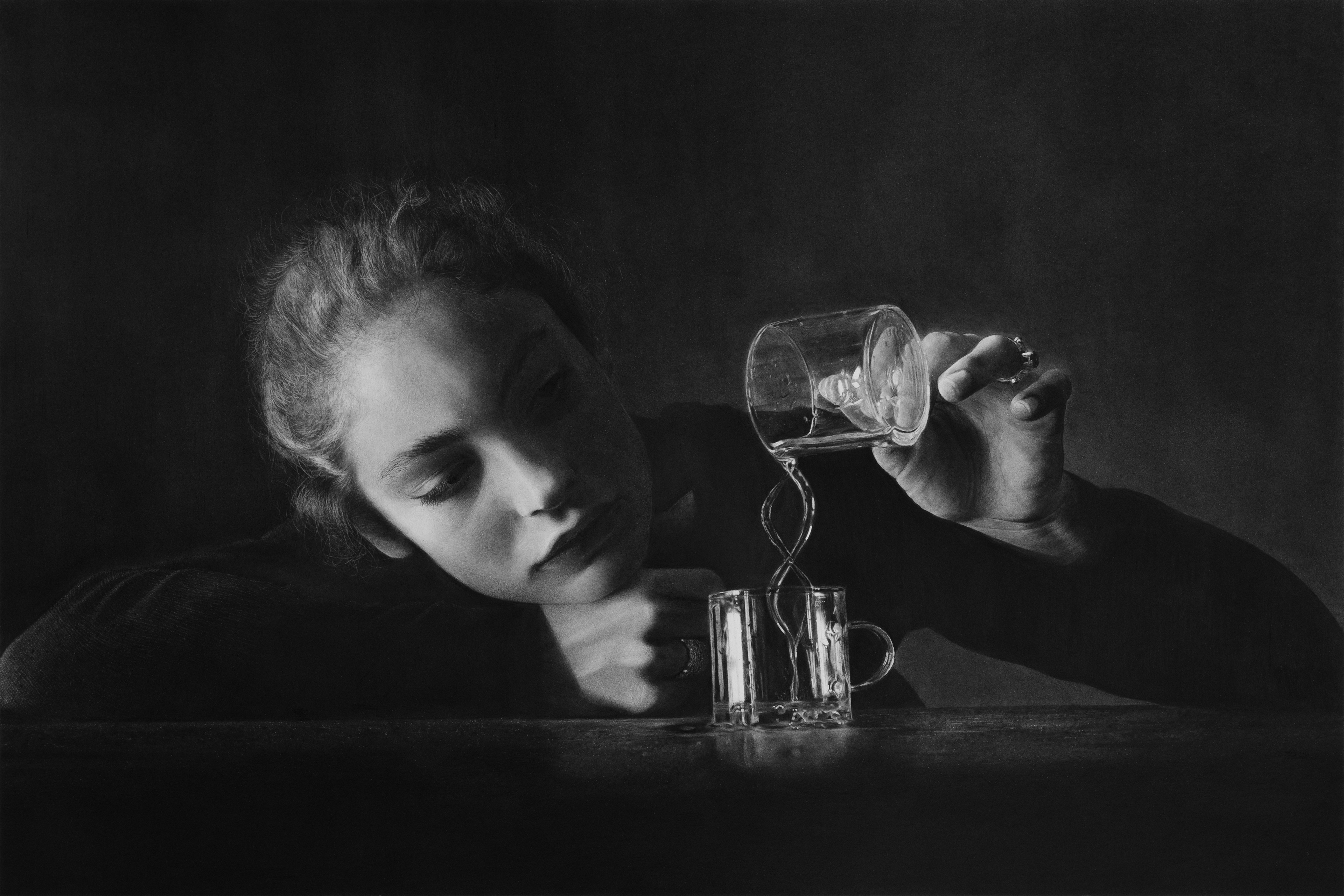C’était et ce sera / It was and it will be, 2023 graphite, fusain, pierre noire sur papier 40 x 60 cm, encadrement 50 x 70 cm encadrement sur-mesure bois et verre musée