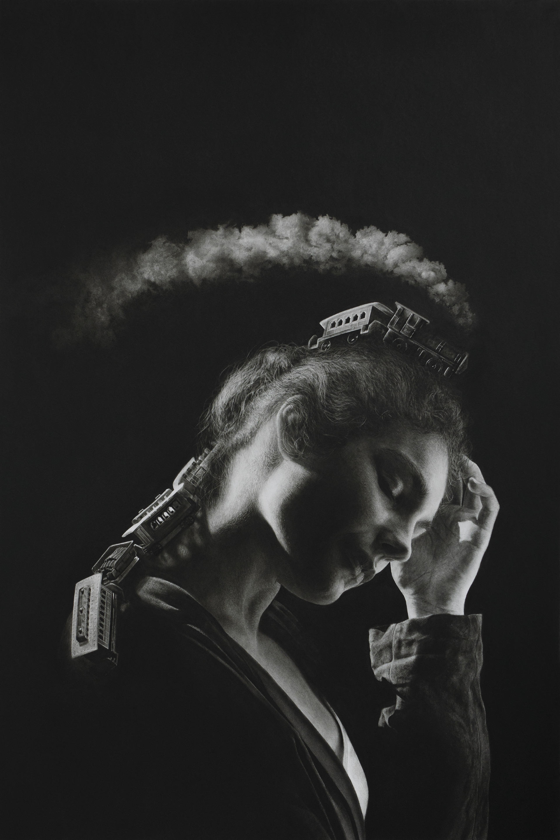 Les Souvenirs / Memories, 2025 graphite, fusain, pierre noire sur papier 40 x 60 cm