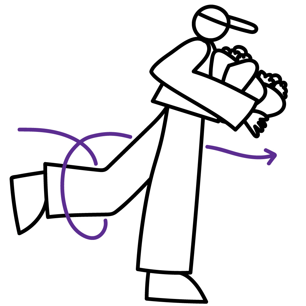 4. The bouquet gets picked up by the delivery man.